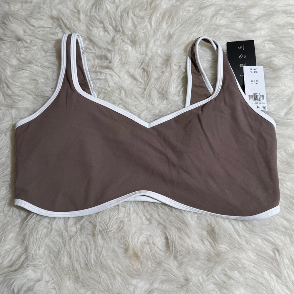 NWT Abercrombie & Fitch XL YPB Studio Flex Sports Bra Brown White Workout
